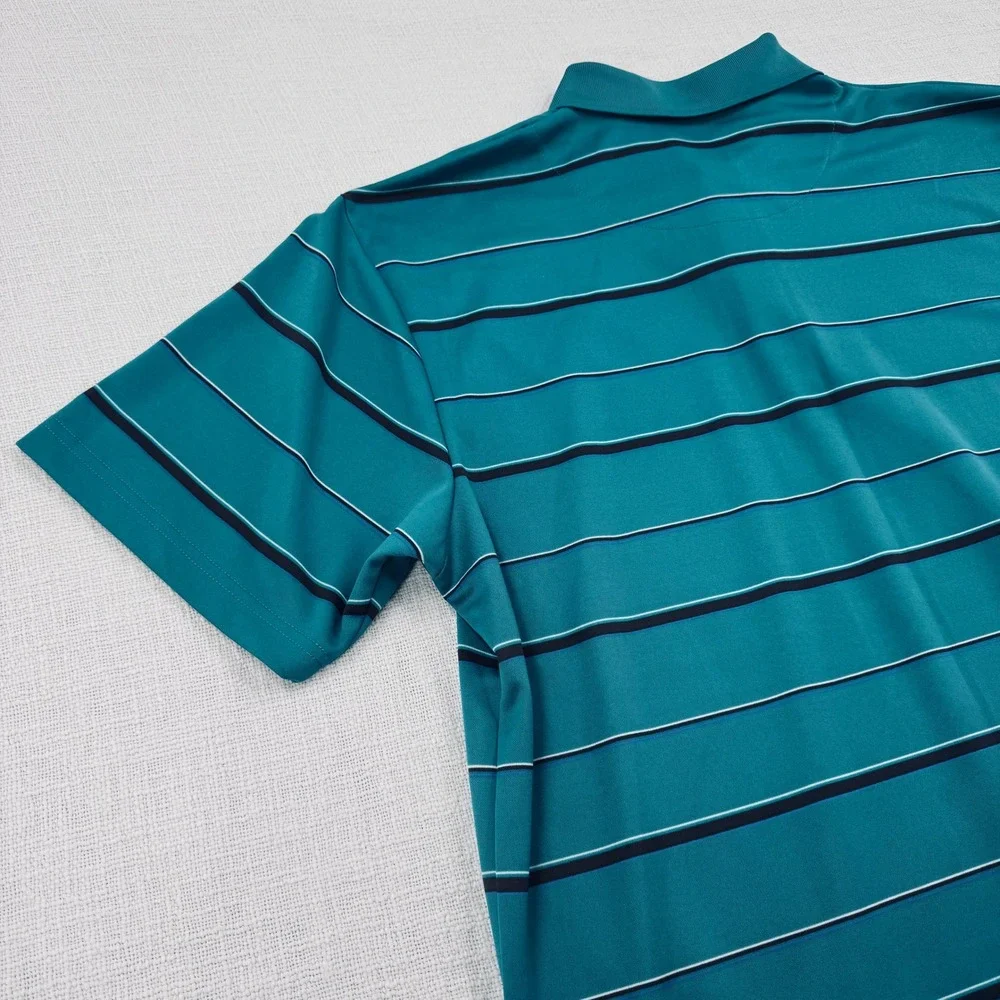 Ben Hogan Performance Golf‎ Polo Shirt Mens XL Teal Blue Striped Short Sleeve
